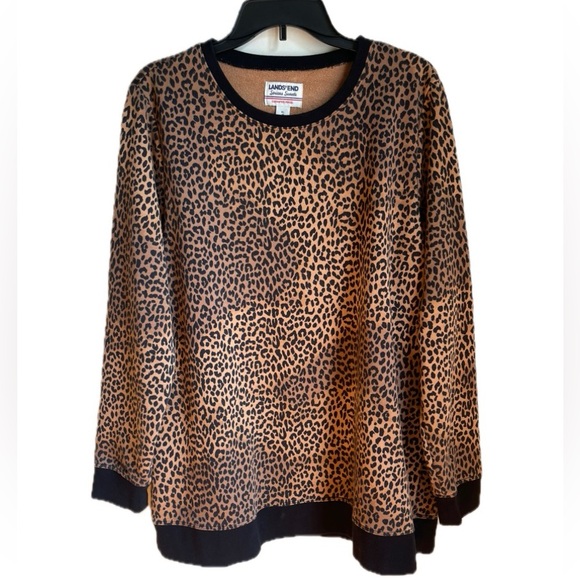 LANDS’ END Serious Sweats Womens XLarge Oversized Animal Print Sweatshirt - Picture 1 of 5